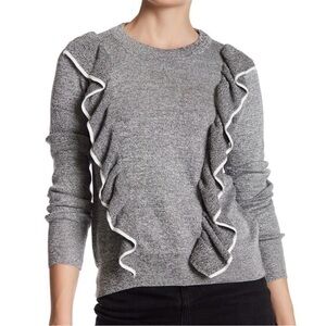 Topshop Gray Ruffle Crew Neck Sweater